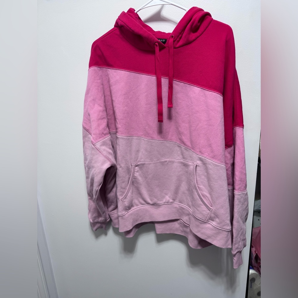 Stylish Pink Colorblock Hoodie